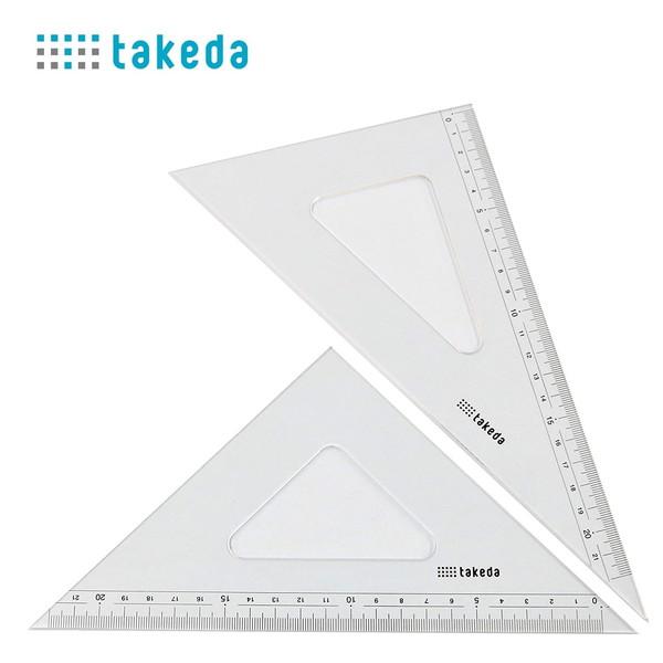 takeda 三角定規 300mmX3mm厚 目盛付 目盛280mm 30cm 3mm厚 目盛付き 面取りなし 60度 45度