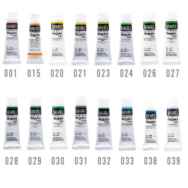 リキテックス カラー レギュラー ＃6 20ml001 ライトポートレートピンク015 ブリリアントオレンジ020 イエローミディアムアゾ021 イエローライトハンザ023 ブリリアントイエローグリーン024 ビビッドライムグリーン026 ...