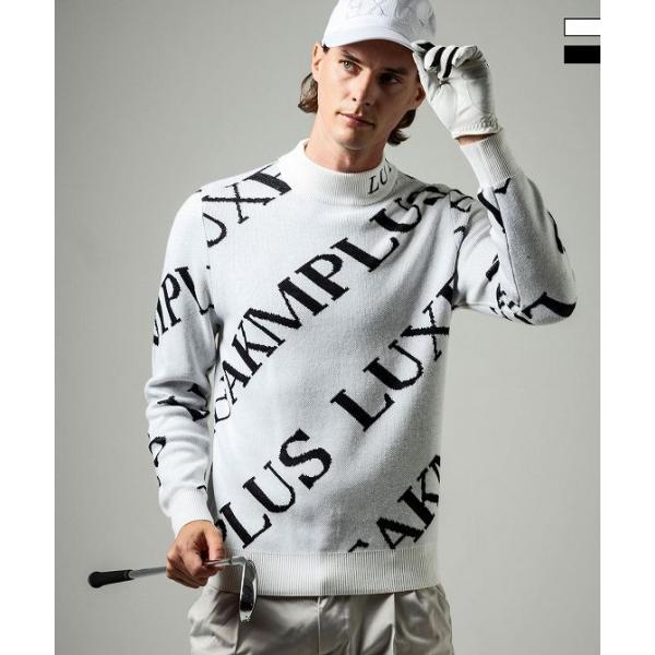 新品 ゴルフ 総柄ロゴ ニットベスト 秋冬 ネイビー LUXEAKMPLUS LUXE AKM PLUS リュクスエイケイエムプラス ゴルフ 総柄ロゴ ニット