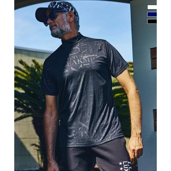 【新品】LUXEAKMPLUS AKM／厚手 モックネック ゴルフウェア LUXE AKM PLUS リュクスエイケイエムプラス ゴルフ ロゴパターン 半袖