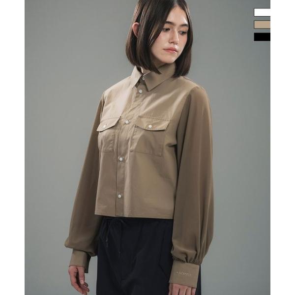 +phenix プラスフェニックス SHEER SLEEVE CROPPED SHIRT シアースリーブ クロップドシャツレディース アウトドア レジャー スポーツウェア