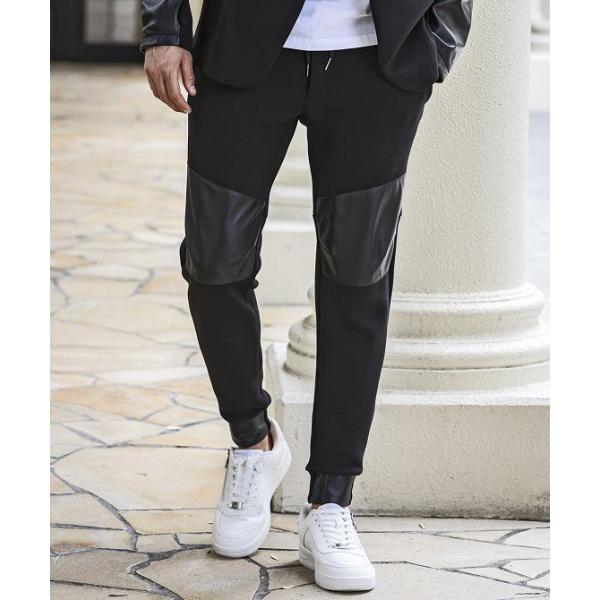 ウノピゥウノウグァーレトレ リラックス（1PIU1UGUALE3 RELAX）/1PIU1UGUALE3 RELAX パーシャルレザーバイカーパンツ 1PIU1UGUALE3 RELAX ウノピゥウノウグァーレトレ リラックス