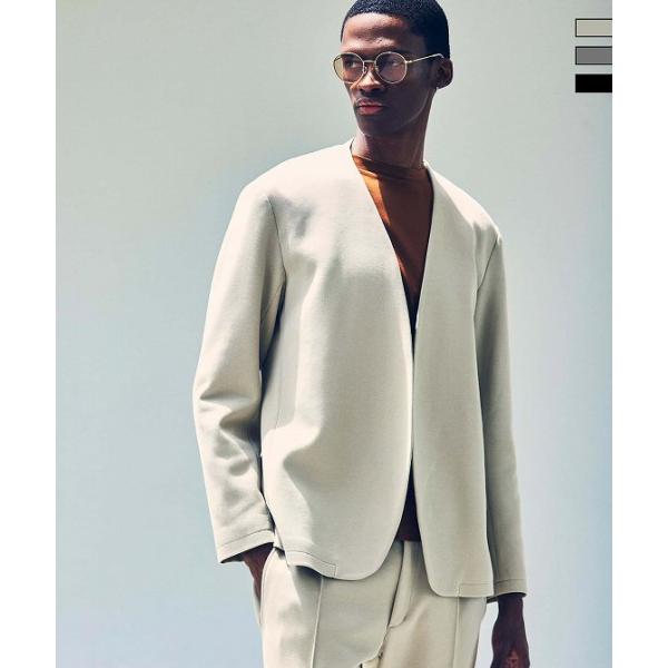 ウノピゥウノウグァーレトレ リラックス（1PIU1UGUALE3 RELAX）/1PIU1UGUALE3 RELAX ノーカラー鹿の子ニットジャケット 1PIU1UGUALE3 RELAX ウノピゥウノウグァーレトレ リラックス ノー