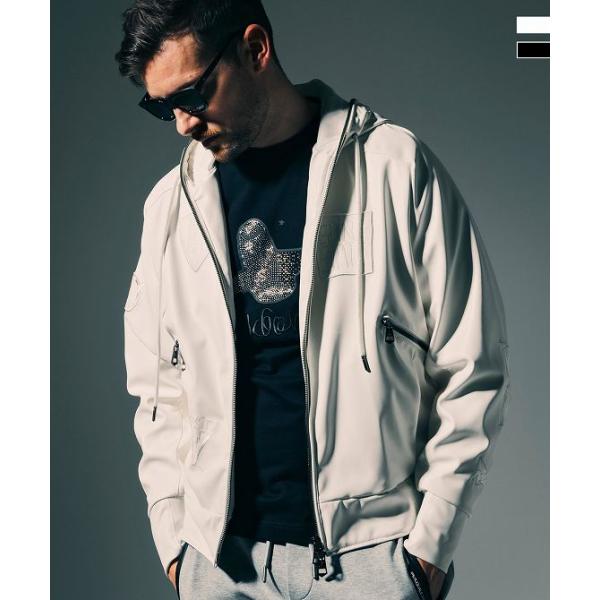 1PIU1UGUALE3 RELAX × Mark Gonzales ウノピゥウノウグァーレトレ リラックス アップリケシンセティックレザーブルゾン メンズ ウェア ウノピュウ ウノピュー