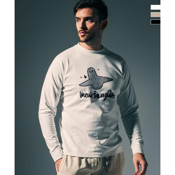 1PIU1UGUALE3 RELAX × Mark Gonzales ウノピゥウノウグァーレトレ リラックス グラデーションラインストーンロングTシャツ 1月下旬お届け メンズ ウノピュウ