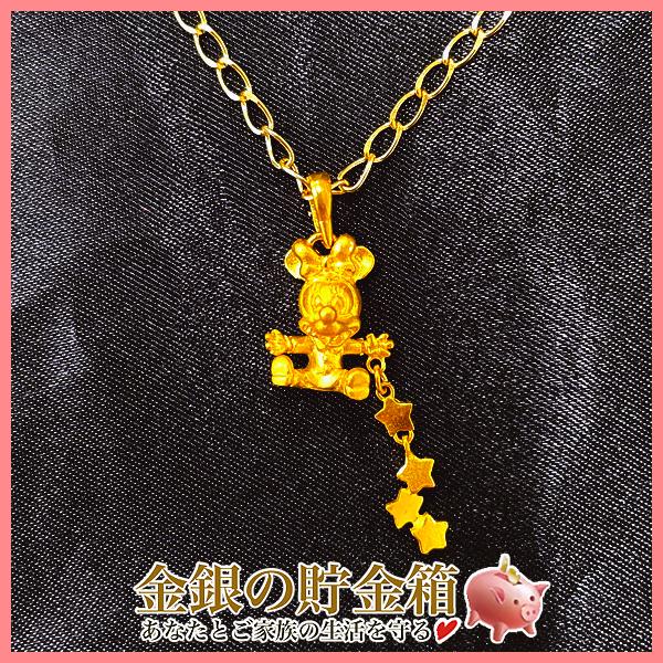新品『ミニーマウス 星チャーム付きペンダント』純金 ネックレス