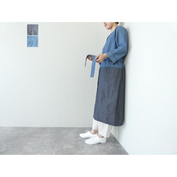 homspun(ホームスパン) ライトオンスシャンブレー比翼配色7分袖  