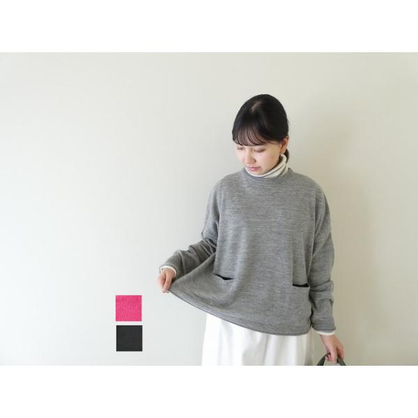 SALE】mao made(マオメイド) ちらり配色ポケット付ワイドプルオーバー