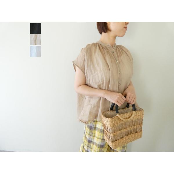 【SALE】MidiUmi(ミディウミ) ラミーギャザーノースリーブシャツ(2-730179)※セール商品の為、送料無料サービス対象外