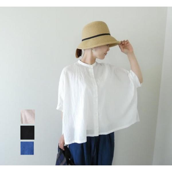 【SALE】mizuiro ind(ミズイロインド) linen blend stand collar wide shirt(2-230149)※セール商品の為、送料無料サービス対象外