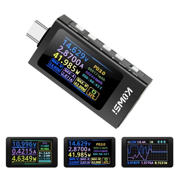 【商品概要】USBテスターは、防塵・耐落下性を備えた頑丈なCNCメタルケースに収納されています。 充電レベルをリアルタイムで表示する1.14インチHD IPSディスプレイを搭載。 複数の使用シーンに対応する明瞭で直感的な表示usb チェッカ...