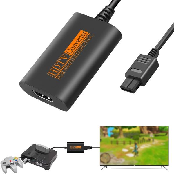 【商品概要】【N64／ゲームキューブ／SNES対応 HDMI変換アダプター】本製品は、N64、ゲームキューブ、SNESのアナログ映像信号をHDMI信号に変換し、HDTV、モニター、プロジェクターなどのHDMI端子搭載機器に接続して使用できま...