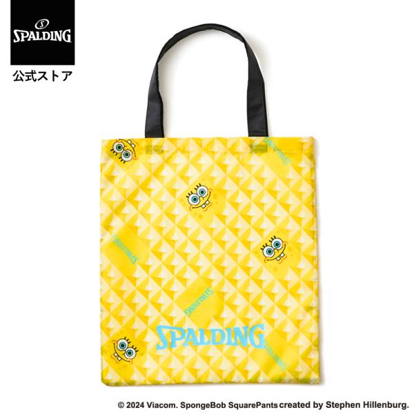 ●素材：ポリエステル●カラー：イエロー●サイズ：W37×H42cm●アメリカの大人気アニメ「スポンジ・ボブ」とスポルディングのコラボレーションアイテム。●小さく折りたたみ持ち運びができるA4サイズのトートバッグ。【24fw】【packabl...
