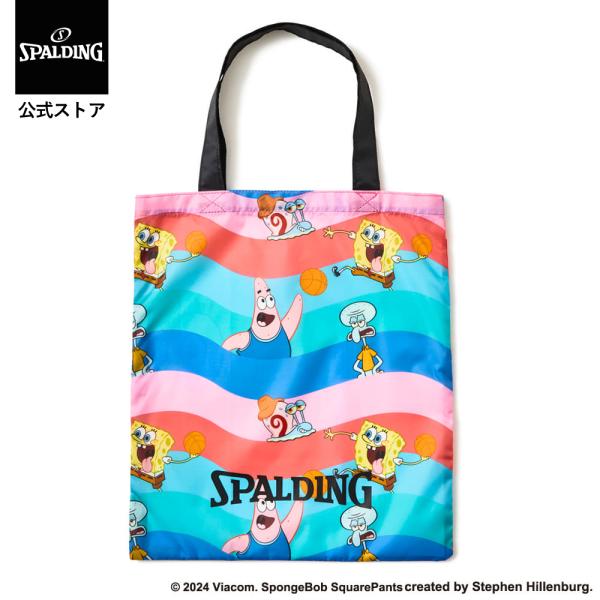 ●素材：ポリエステル●カラー：ピンク●サイズ：W37×H42cm●アメリカの大人気アニメ「スポンジ・ボブ」とスポルディングのコラボレーションアイテム。●小さく折りたたみ持ち運びができるA4サイズのトートバッグ。【24fw】【packable...