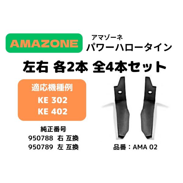 AMAZONE アマゾーネパワーハロー KE302/KE402シリーズ対応 950788/950789互換爪 パワーハロータイン 左右各2本 計4本セット