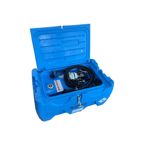 AdBlue尿素水用キャリータンク150L / AdBlue用運搬移送給水タンク150L・12Vバッテリーモーターポンプ・4ｍホース・デジタル流量計・マニュアルノズル