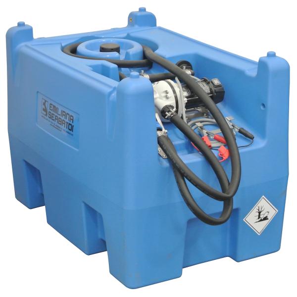 AdBlue尿素水用キャリータンク220L / AdBlue用運搬移送給水タンク220L・12Vバッテリーモーターポンプ・4ｍホース・デジタル流量計・マニュアルノズル・蓋つき