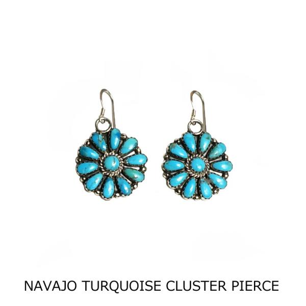 NAVAJO ナバホ インディアン TURQUOISE CLUSTER PIERCE ターコイズ