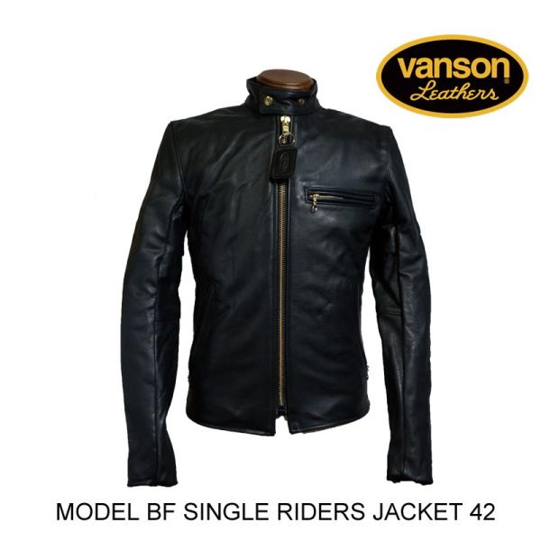 VANSON バンソン MODEL BF SINGLE RIDERS JACKET シングル ライダース ジャケット BLACK 42