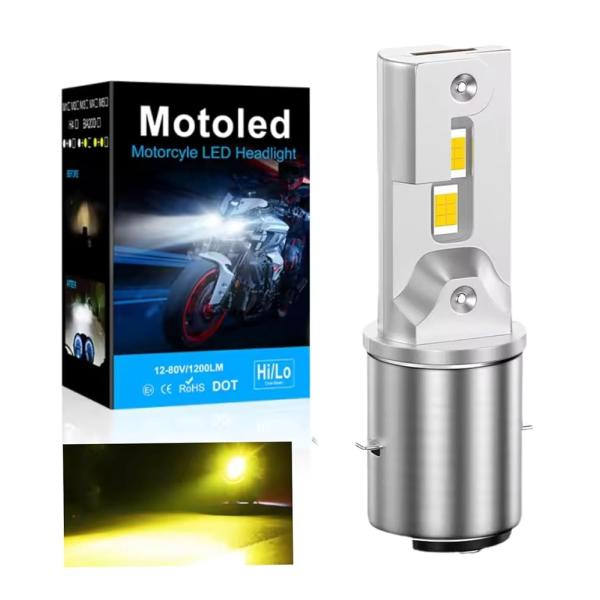 スーパーブライト BA20D H4BS LED ヘッドライト バイク 黄色 イエロー 12V DC12V〜80V対応 バルブ バイク用 Hi/Lo切替 ファンレス IP68 防水 直流車用 長寿命 一体型 1個バイク用 明るい濃いイエロー ...