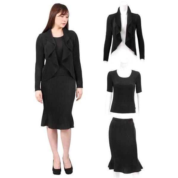 シャトルプリーツ スカートスーツセット 3点セット ブラックフォーマル  