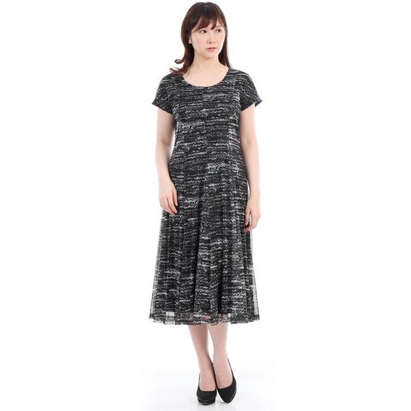 ロングワンピース 半袖 ストレッチチュール ソフトパワーネット モノトーンプリント Specchio スペッチオ 281 502 59 Specchio Pleats 通販 Yahoo ショッピング