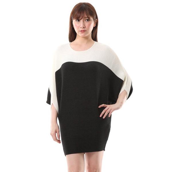 シャトルプリーツ バイカラー チュニック ワンピース エクリュ ブラック Specchio スペッチオ 422 546 51 Specchio Pleats 通販 Yahoo ショッピング