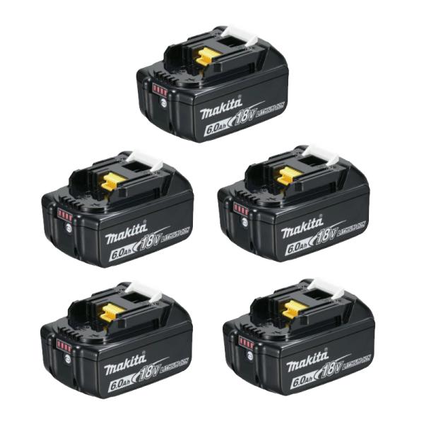 ★新品未使用 国内販売用 マキタ純正正規品バッテリーカバー付/5個セット※低価格帯維持のため、簡易梱包となります。【商品詳細】製品型番:BL1860B定格電圧:18V定格容量:6.0Ah小型軽量、マキタ スライド式18Vリチウムイオンバッテ...
