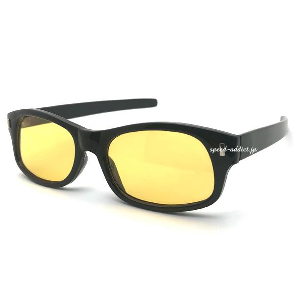 STRAIGHT TEMPLE BIKER SHADE BLACK × LIGHT YELLOW/イエローレンズバイカーシェード黄色レンズめがねメガネ眼鏡防風バイク用サングラス