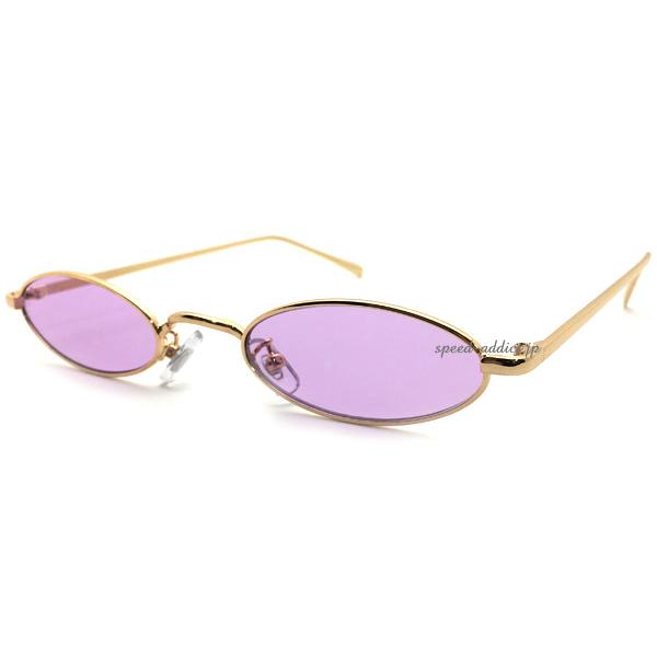 METAL NARROW OVAL SUNGLASS GOLD × PURPLE/メタルナローオーバル