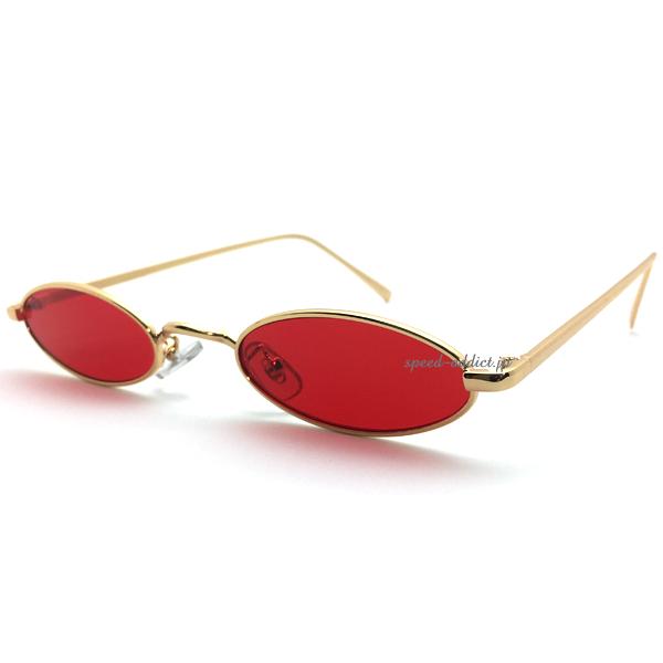 METAL NARROW OVAL SUNGLASS GOLD × RED/メタルナローオーバル