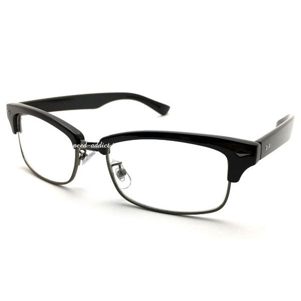 SQUARE NARROW BROW SIRMONT SUNGLASS BLACK・GUNMETAL × CLEAR/スクエアナローサーモントブローサングラス伊達メガネレトロクラシック