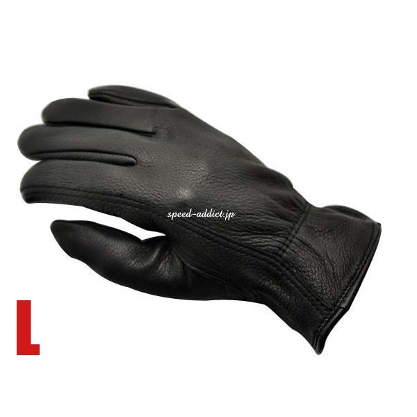 NAPA GLOVE 815 BLACK L/ナパグローブ黒ブラック裏地なし裏地無しバイク用手袋鹿革本革防寒防雨定番レザーグローブ春用夏用秋用usaハーレー