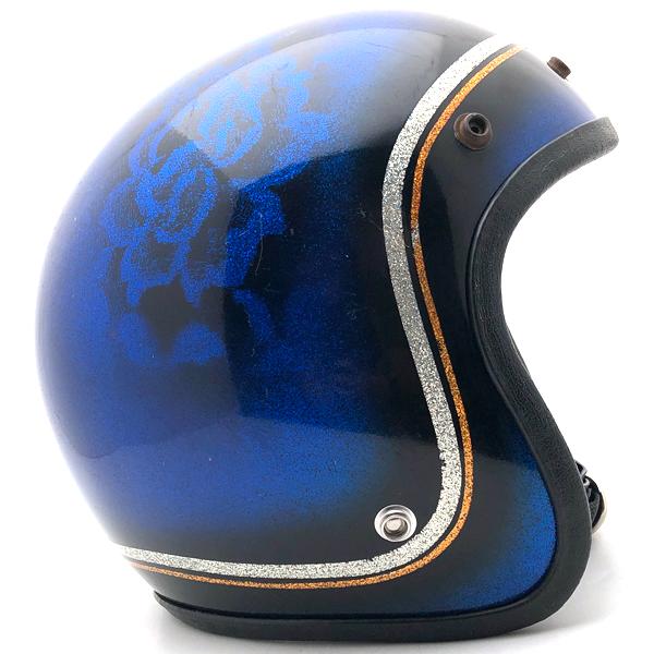 送料無料 FLOWER BLUE 59cm/花青ブルービンテージヘルメットチョッパー 