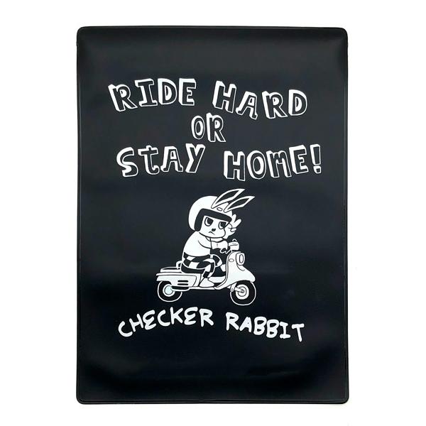 CHECKER RABBIT 車検証ケース BLACK × WHITE/黒車検証入れ車検証ホルダーサイドバッグリアボックス富士重工ラビットスクーターうさぎ収納