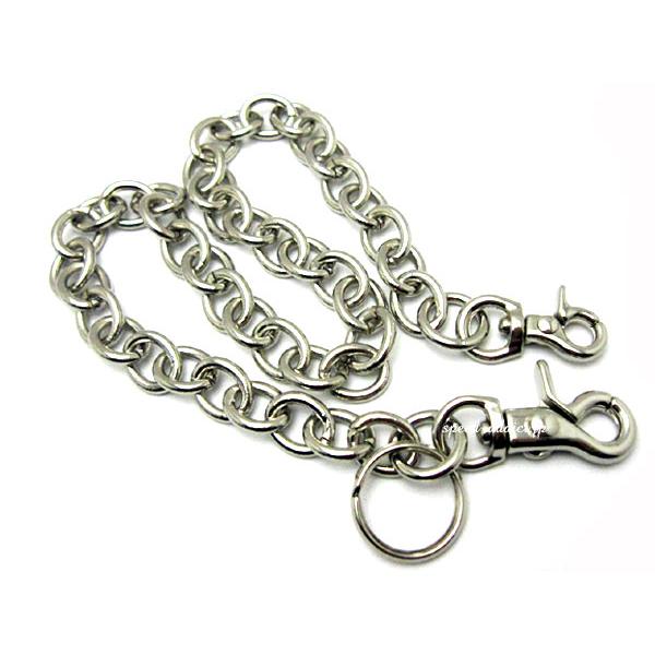 真鍮無垢 DOUBLECLIP WALLET CHAIN アズキ ニッケルシルバー艶有り/銀