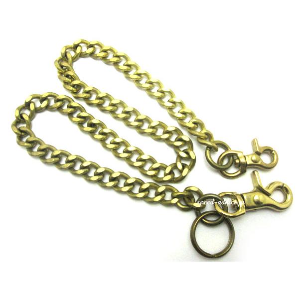 ✴︎GOLD✴︎ ウォレットチェーンダブルクリップ 真鍮無垢（鋳物）DOUBLE CLIP WALLET CHAIN 喜平 カット面/ゴールド