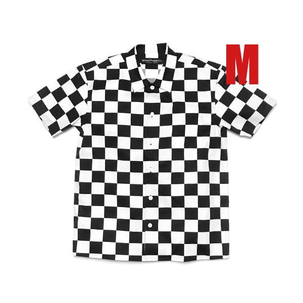 CHECKER SHIRT S/S M/白黒市松模様格子柄チェックチェッカー CHECKER SHIRT S/S M/白黒市松模様格子柄チェックチェッカー
