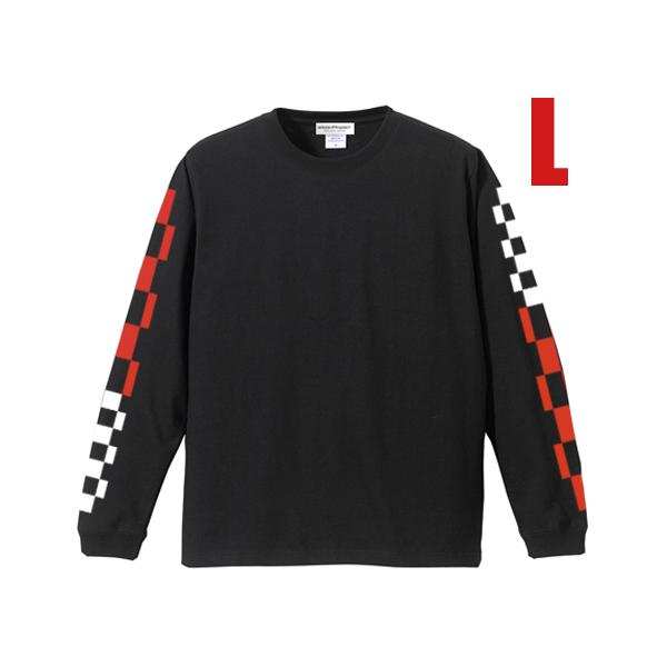 袖CHECKER & STRIPE L/S T-shirt BLACK L/ナックルヘッド男女兼用パン
