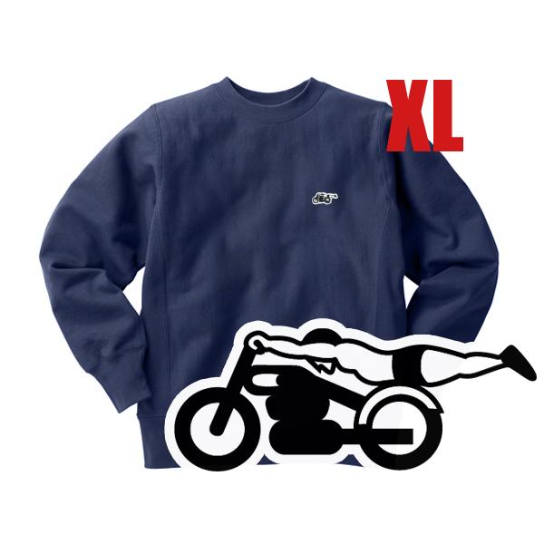 リバース縫製 サイドリブ スピードアディクト SWEAT NAVY × BLACK XL