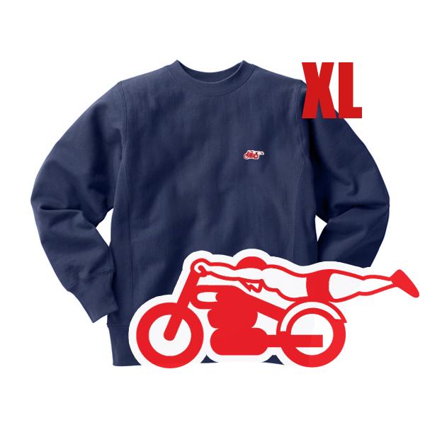 リバース縫製 サイドリブ スピードアディクト SWEAT NAVY × RED XL
