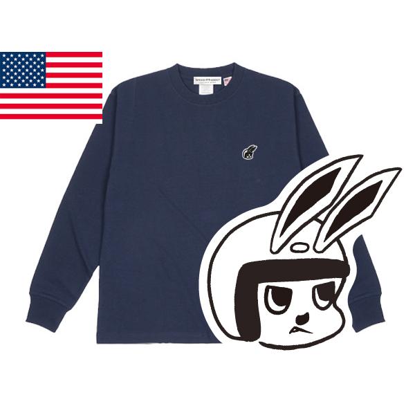 USAコットン SUPER HEAVY WEIGHT CHECKER RABBIT L/S T-shirt NAVY/紺tシャツロンtヘビーウェイトアメリカ綿厚手アメカジうさぎ兎メンズ