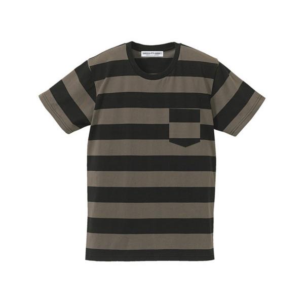 80s ビンテージプリズナー　prisoner jail 囚人服　ボーダー1 PRISONER BORDER POCKET T-shirt BLACK×CHARCOAL/プリズナーボーダー