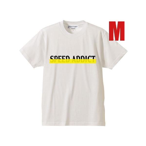 発泡 BLINDFOLD SPEED ADDICT LOGO Tシャツ WHITE×BLACK×YELLOW M/ブラインドフォールドスピードアディクトロゴビンテージライダーバイク