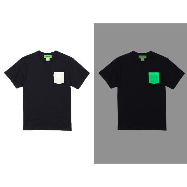 GROW IN THE DARK POCKET T-shirt BLACK/蓄光プリント暗闇で光るポケtバンドtシャツバンtロックtシャツ夜光石シート星シールキーホルダー