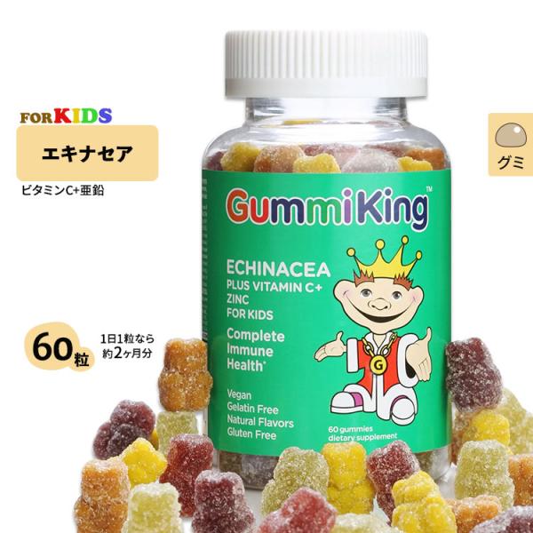 エキナセア プラス ビタミンC &amp; 亜鉛 60粒 グミ Gummi King (グミキング)