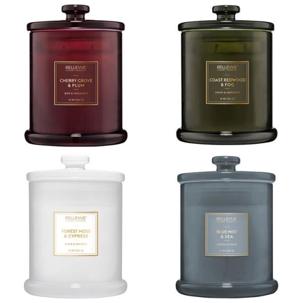 お取り寄せ ベルビュー ラグジュアリー ガラスキャンドル 311g 4個セット Bellevue Luxury 11 oz. Glass Candle