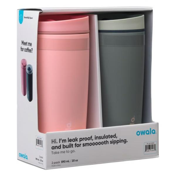 お取り寄せ オワラ スムースシップ スライダー タンブラー 約591mL 2個セット ピンク Owala SmoothSip Slider 20oz