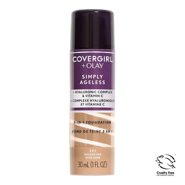 お取り寄せ カバーガール＆オレイ シンプリーエイジレス 3-in-1 リキッドファンデーション 257 ゴールデンタン 約30mL Covergirl & Ol