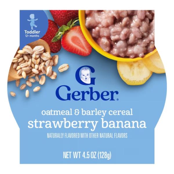 お取り寄せ ガーバー トドラー オートミール＆バーリーシリアル ストロベリーバナナ 128g Gerber Toddler Food, Oatmeal